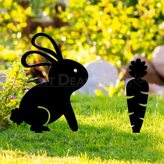 Bunny & Carrot Silhouette Garden Decor Set-Next Deal Shop-Next Deal Shop