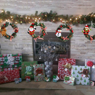 Christmas Hanging Compact Pine Wreaths Set (4 Pcs)