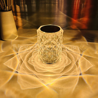 Crystal Diamond Table Lamp with Rose Pattern