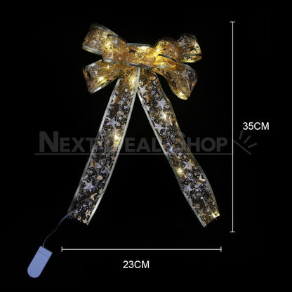 Festive LED Ribbon Bow Decoration-Next Deal Shop-Gold-Next Deal Shop