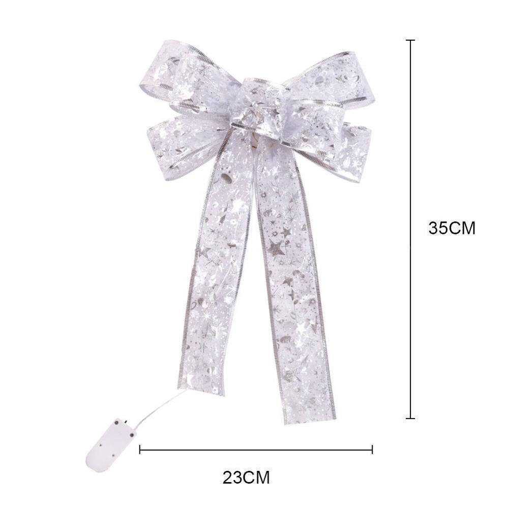 Festive LED Ribbon Bow Decoration-Next Deal Shop-Silver-Next Deal Shop