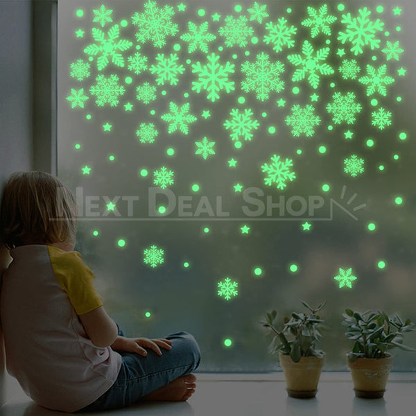 Glow in The Dark Snowflake Window Decoration Sticker Set – nextdealshop ...