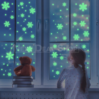 Glow in The Dark Snowflake Window Decoration Sticker Set