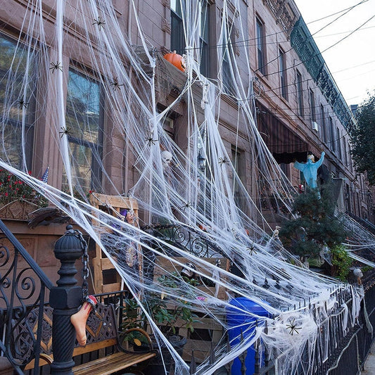Halloween Stretchable Cobweb With Spiders-Next Deal Shop-Next Deal Shop