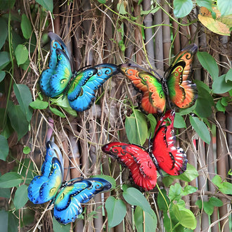 4 Pack - Colorful Metal Butterfly Wall Decor