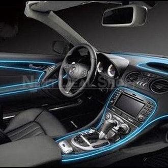 Interior Car LED Neon Glow Wire Lighting Strip - Plug and Play with Car Charger!