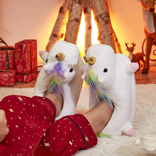 XMAS Cute Unicorn Slippers - Christmas Kids Indoor Bedroom House Shoes