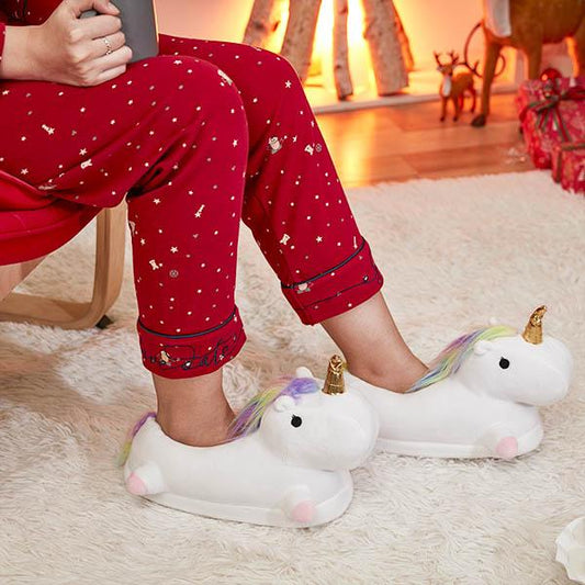 XMAS Cute Unicorn Slippers - Christmas Kids Indoor Bedroom House Shoes