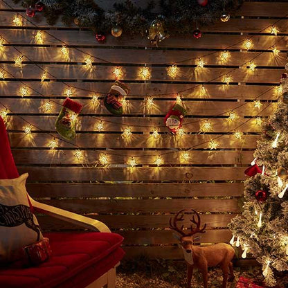 XMAS Solar-Powered LED Metal Stars String Light