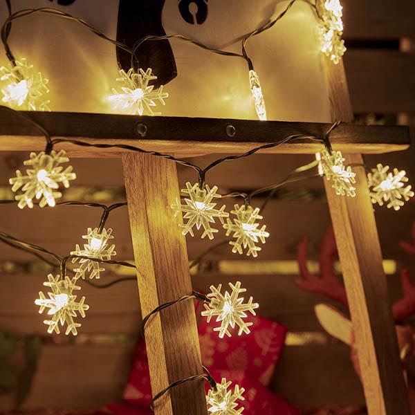 XMAS Solar-Powered Snowflake LED String Lights