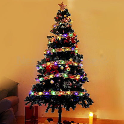 32ft Multi-Color LED Christmas Gold Ribbon Light - Home Tree Holiday Festive Lighting Decor