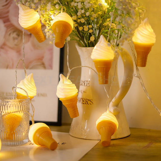Battery Powered Decorative LED Ice Cream String Light -  6.56 ft, 10 LED, Summer Party Decor