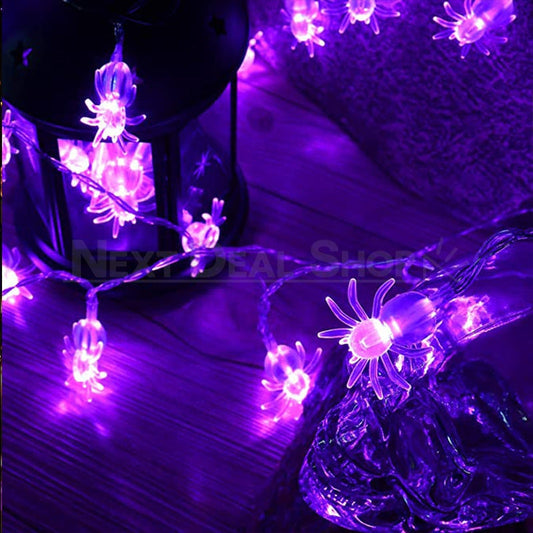 Battery Powered Halloween LED Spider String Light - 4.92 ft, 10 LED, Yard Home Window Spooky Party Decor