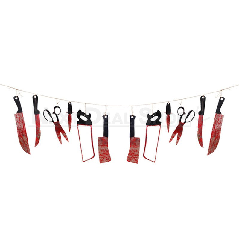 Halloween Bloody Garland Banner - Haunted House Wall Porch Party Horror Decor