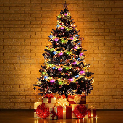 32ft Multi-Color LED Christmas Gold Ribbon Light - Home Tree Holiday Festive Lighting Decor