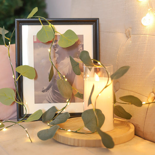 LED Eucalyptus Fairy String Light - 6.56 ft, Home Tabletop Christmas Holiday Ambient Decor