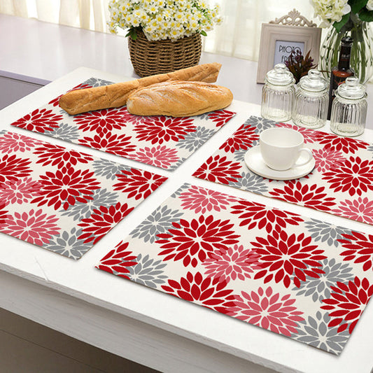 Dahlia Floral Placemat (Set of 4) - Dining Table Party Kitchen Tabletop Decoration