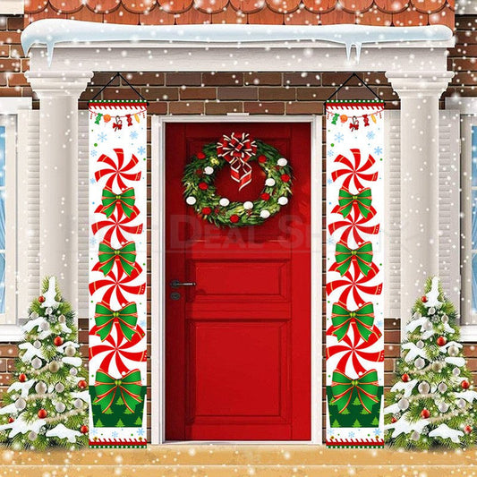 Candy Christmas Door Banner Set - Front Door Wall Porch Xmas Holiday Decor