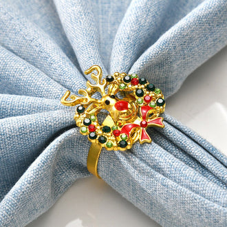 4 Pcs - Rhinestone Reindeer Napkin Ring