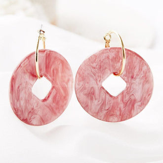 Pink Marble Earrings