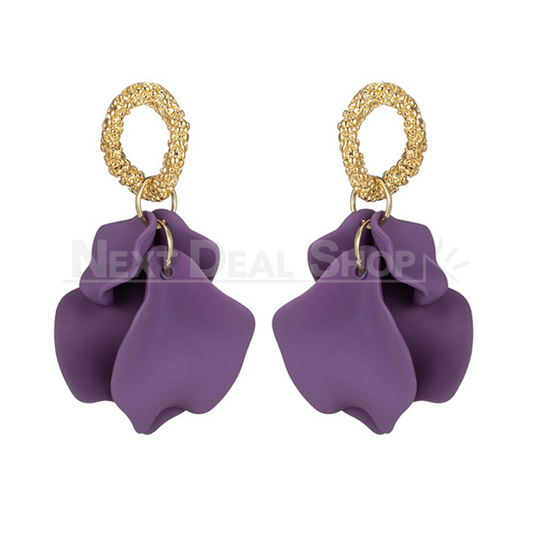 Purple Petal Flower Earrings-Next Deal Shop-Next Deal Shop