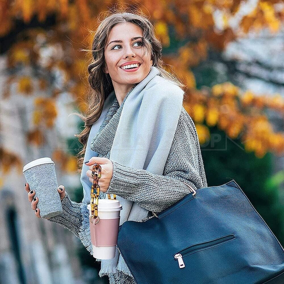 Reusable Coffee Sleeve with Big Chain Handle Strap-Next Deal Shop-Next Deal Shop