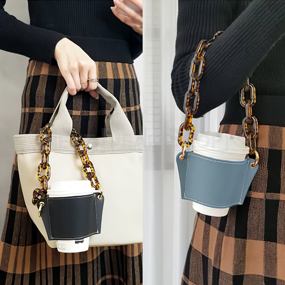 Reusable Coffee Sleeve with Big Chain Handle Strap-Next Deal Shop-Next Deal Shop