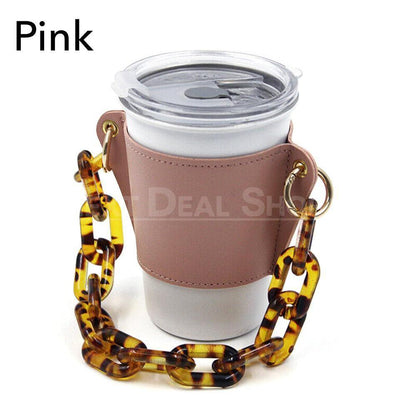 Reusable Coffee Sleeve with Big Chain Handle Strap-Next Deal Shop-Pink-Next Deal Shop