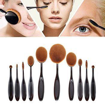 10 Pcs Professional Oval Makeup Brush Set - Designed for Your Curved Face - Next Deal Shop
 - 1