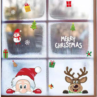Santa Claus and Reindeer Window Cling