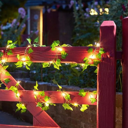 Battery Powered LED Leaf Lights - 20 LED, Home Yard Patio Decor Lighting