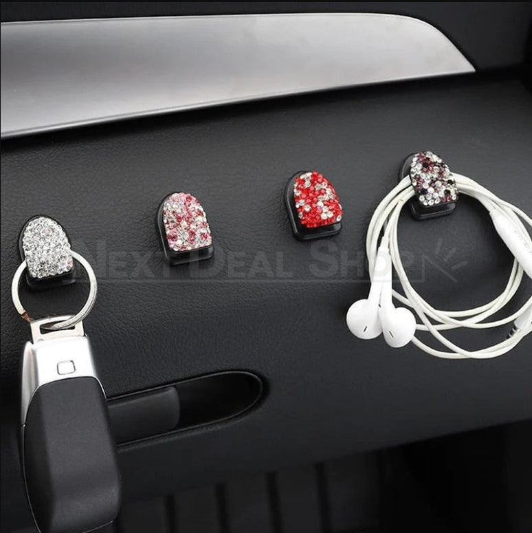 3 Pcs - Sparkly Rhinestone Car Dashboard Hook