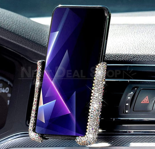 Rhinestone V Shape Car Phone Holder - Car Phone Accessory