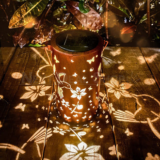 Solar-Powered Iron Hummingbird Lantern