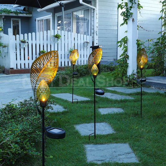 Solar-Powered Iron Leaf Stake Light-Next Deal Shop-Next Deal Shop