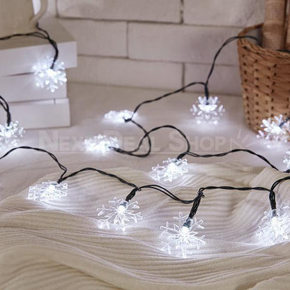 Solar-Powered Snowflake LED String Lights