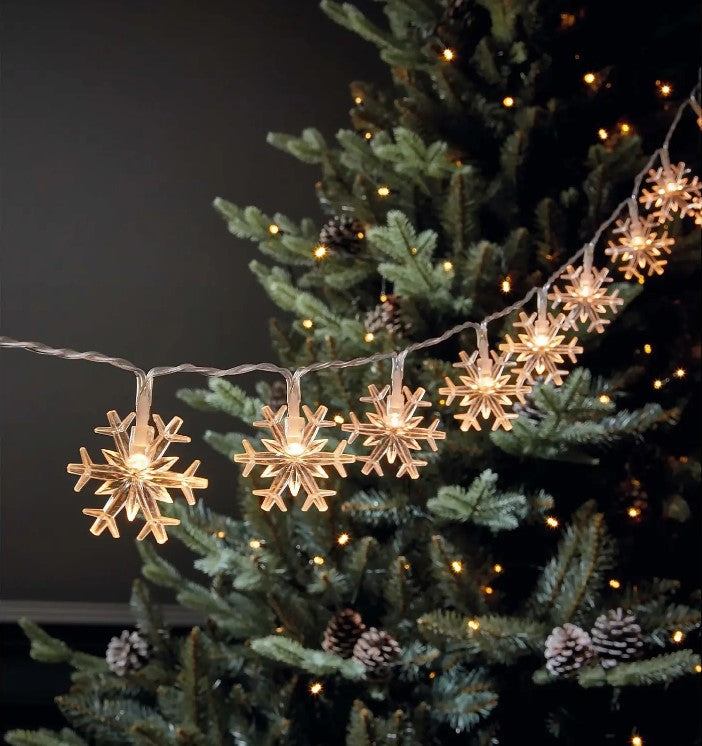 Solar-Powered Snowflake LED String Lights