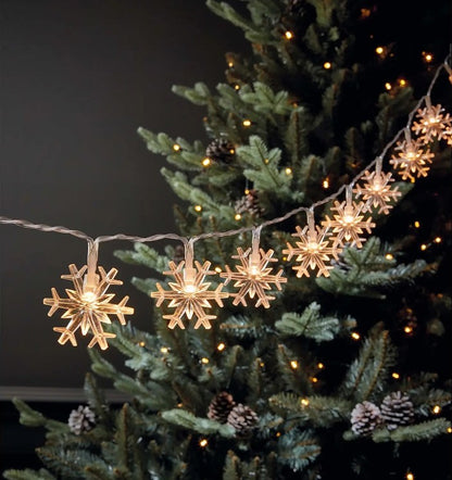 Solar-Powered Snowflake LED String Lights