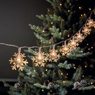 Solar-Powered Snowflake LED String Lights