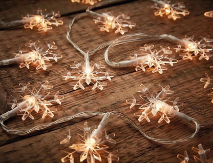 Solar-Powered Snowflake LED String Lights