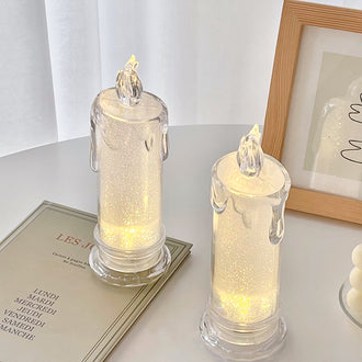 Elegant LED Warm White Crystal Centerpiece Candle