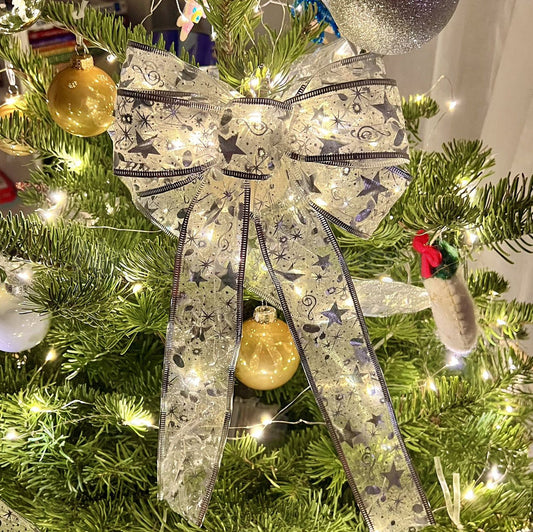 Festive LED Ribbon Bow Decoration - Christmas Tree Home Indoor Outdoor Holiday Party Decor Ornament