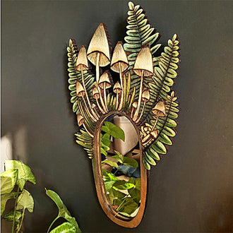 Wooden Mushroom Forest Mirror