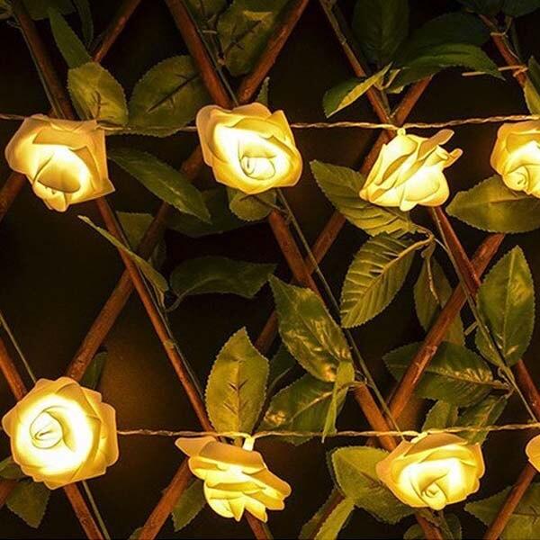 Battery Powered LED Rose String Lights - Bedroom Wedding Romantic Party Lighting Decor