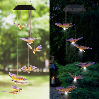 Solar-Powered Dangling Butterfly Lights