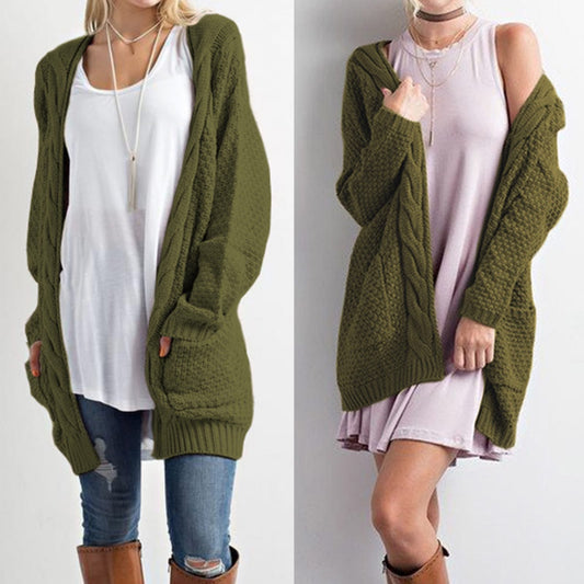 Chunky Knit Cardigan - Autumn Winter Daily Casual Warm Outerwear