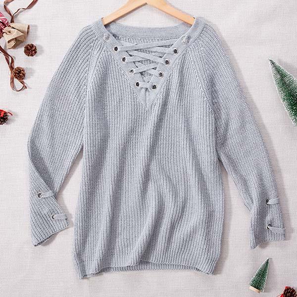 Crisscross Knit Sweater Dress