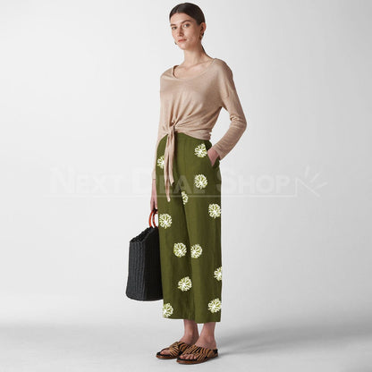 Dandelion Print Comfy Pants-SALORA-Next Deal Shop