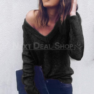 Deep V Neck Knit Sweater