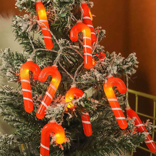 Battery Powered Warm White LED Candy Cane String Light - 4.92 ft, 10 LED, Christmas Tree Home Decor